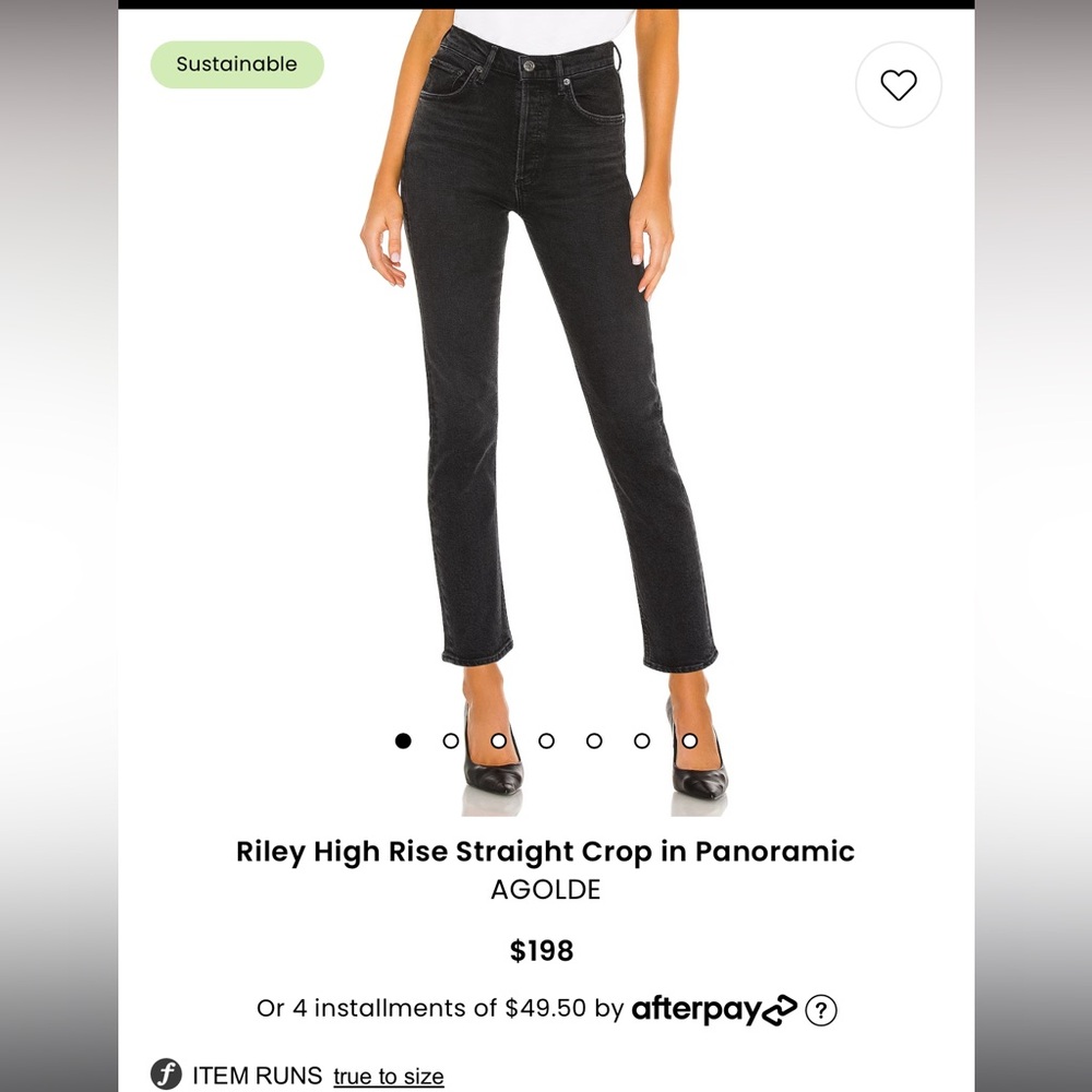 Agolde Riley High Rise Straight Crop in Black